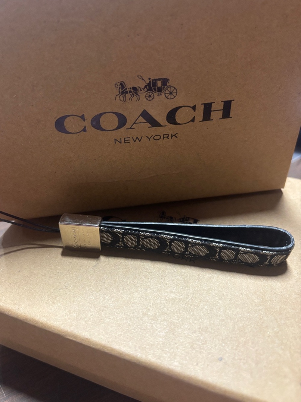 Coach Brown & Black Signature Canvas Strap with Silver Hardware